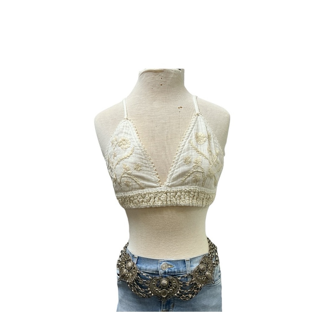 NWT Surf Gypsy top crop soft cotton embroidery tie at back  M adjustable straps - Picture 4 of 12